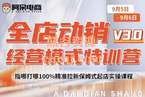 阿呆全店动销经营模式特训营9月5-6号深圳线下课